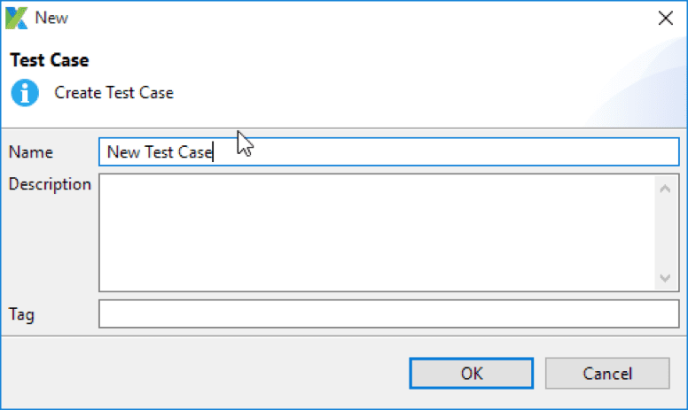 Katalon Studio new test case dialog