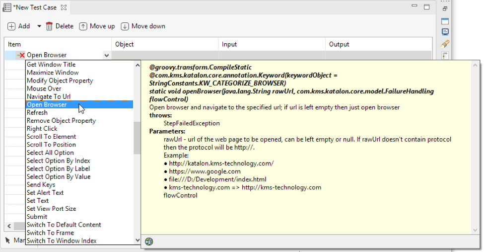 Open Browser Keyword Katalon Studio