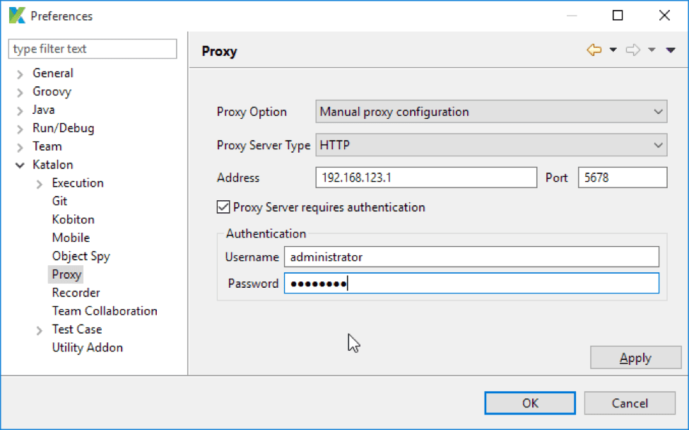 8. Katalon Proxy Settings