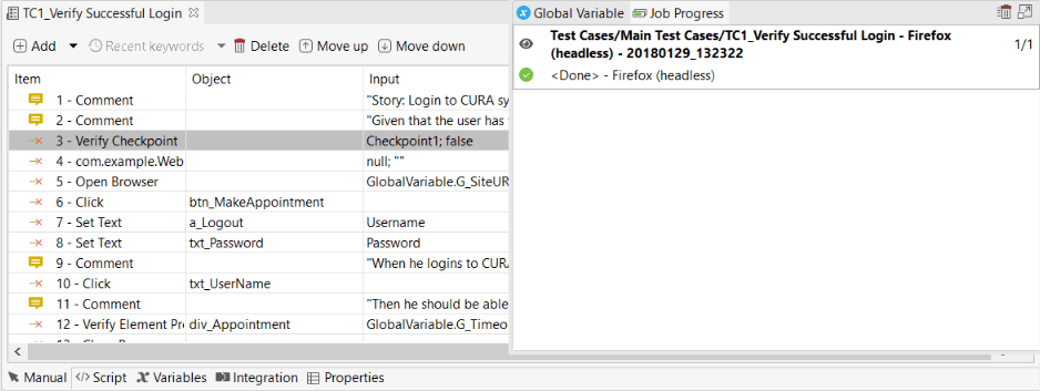 execute test case