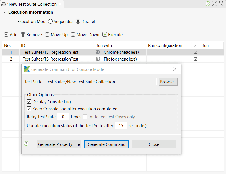 Execute using console mode execution